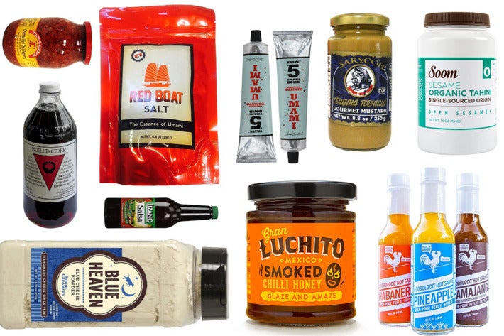 Collage of various condiments.